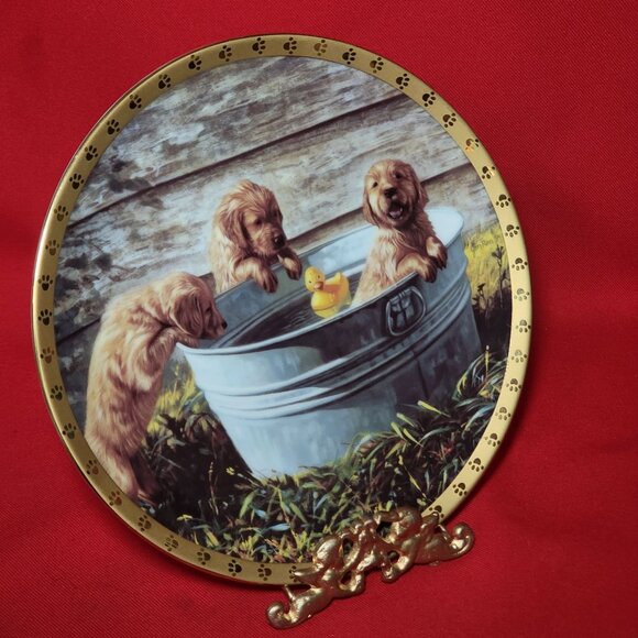 VTG Hamilton Collection Decorative Plate The Waters Fine Jon Ren A World of Pupp - Picture 11 of 11